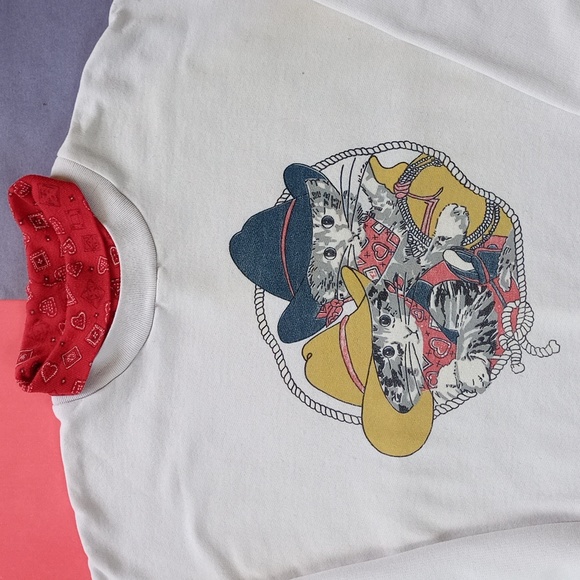 Vintage Other - Vintage 90s Kitty Cats In Cowboy Hats and Bandanas Sweater Unisex
